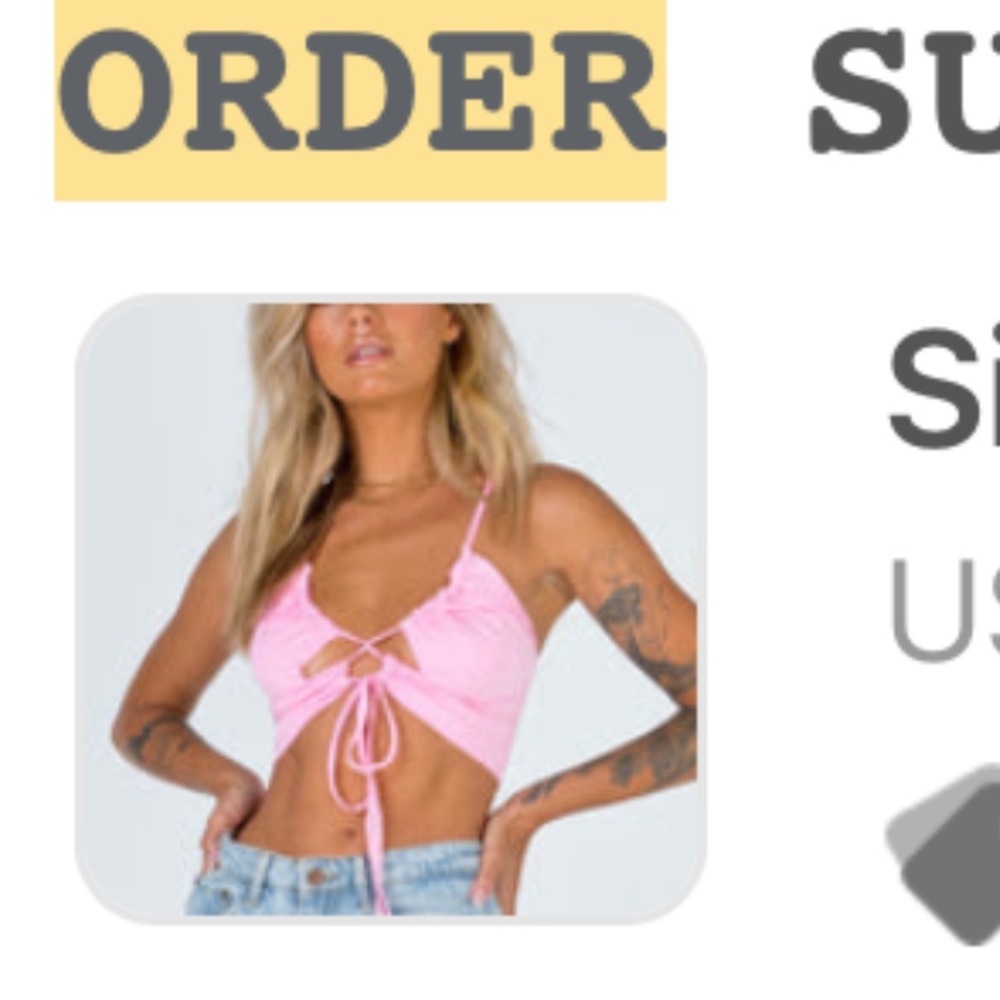 Princess Polly pink tie crop top